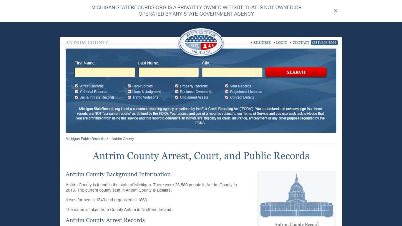 Antrim County Arrest, Court, and Public Records