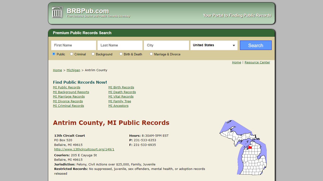 Antrim County Public Records | Search Michigan Government ...